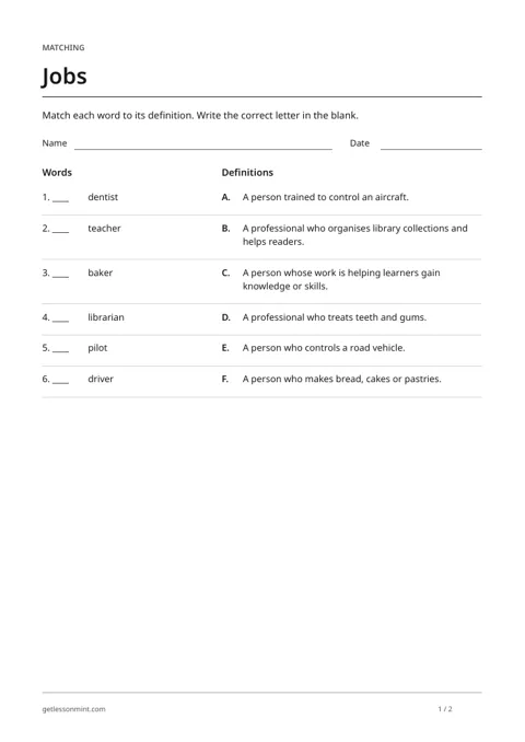 Jobs · Matching