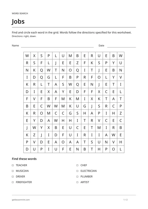 Jobs · Word Search