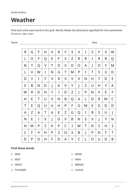 Weather · Word Search